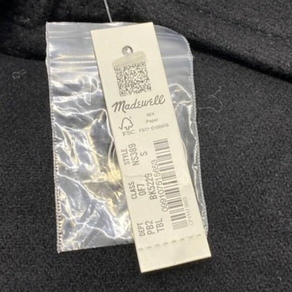 NEW MADEWELL Womens Trench Coat True Black Size S Double Breasted Waist Tie - Picture 3 of 9